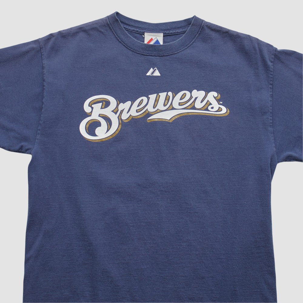 Milwaukee Brewers Majestic 2008 T-shirt - Navy - Vintage - Fanatics on Sale
