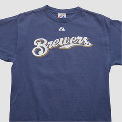 Milwaukee Brewers Majestic 2008 T-shirt - Navy - Vintage - Fanatics on Sale