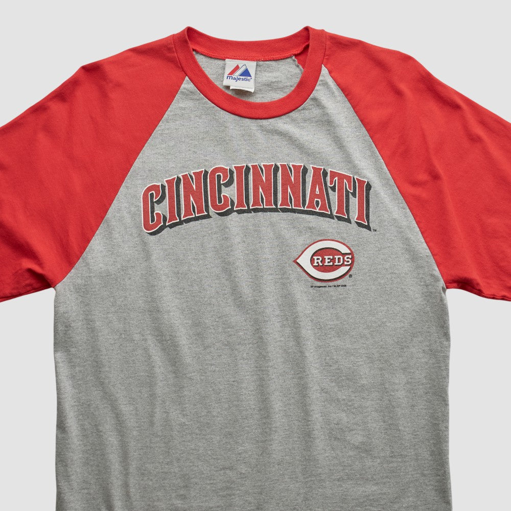 Cincinnati Reds Majestic 2000s T-shirt - Heather Gray - Vintage - Fanatics on Sale