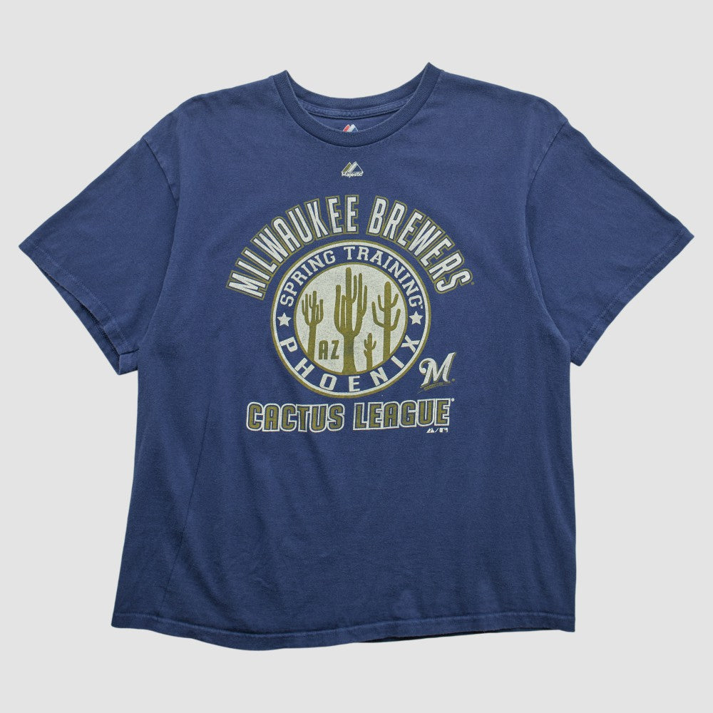 Milwaukee Brewers Majestic 2000s T-shirt - Navy - Vintage - Fanatics Sale