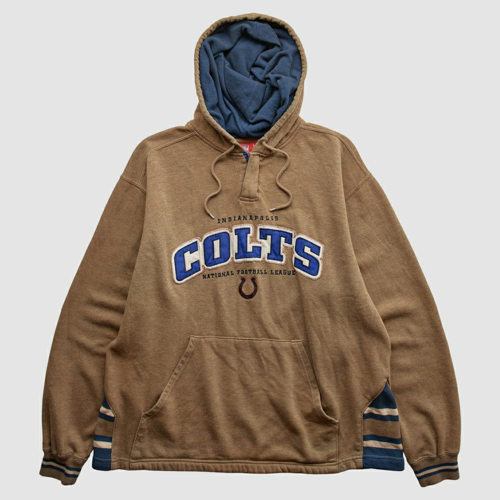 Fanatics Indianapolis Colts NFL 2000s Hooded Pullover Sweatshirt Tan Vintage