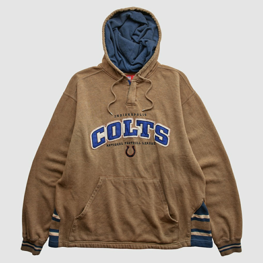 Fanatics Indianapolis Colts NFL 2000s Hooded Pullover Sweatshirt Tan Vintage