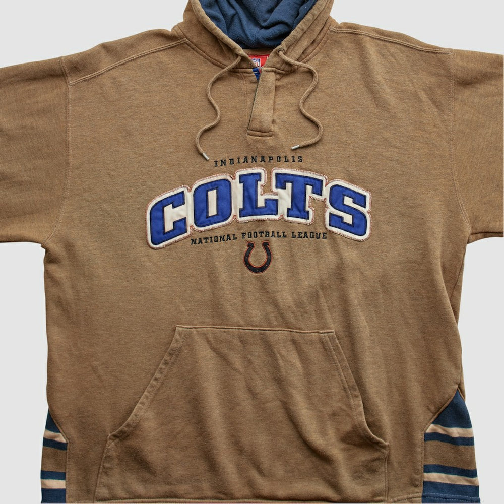 Fanatics Indianapolis Colts NFL 2000s Hooded Pullover Sweatshirt Tan Vintage