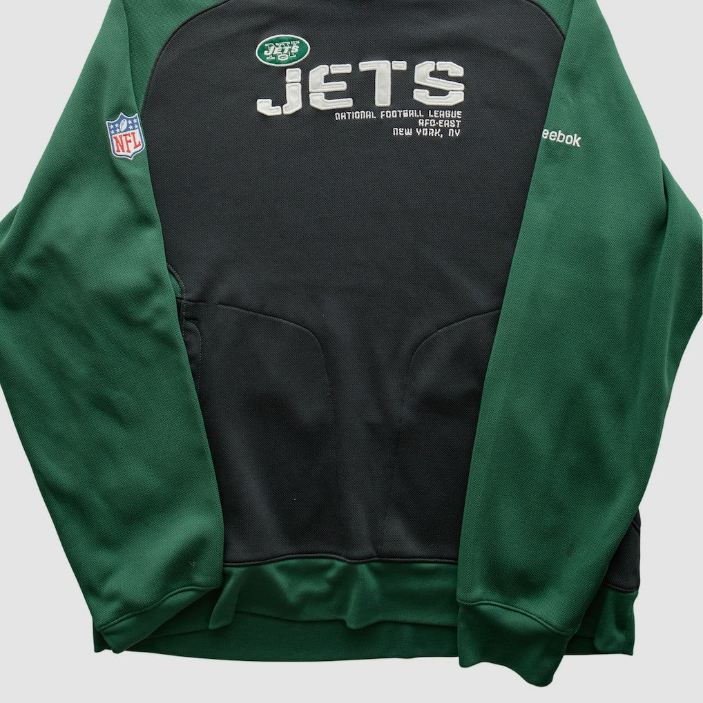 Fanatics New York Jets Reebok 2010s Hooded Pullover Sweatshirt Black Vintage