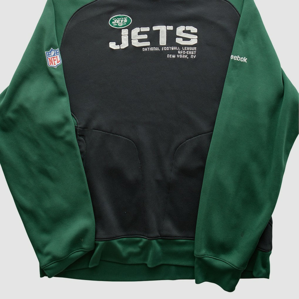 Fanatics New York Jets Reebok 2010s Hooded Pullover Sweatshirt Black Vintage