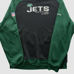 Fanatics New York Jets Reebok 2010s Hooded Pullover Sweatshirt Black Vintage