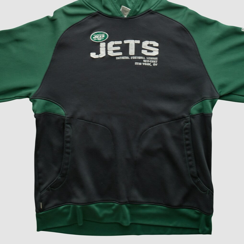 Fanatics New York Jets Reebok 2010s Hooded Pullover Sweatshirt Black Vintage