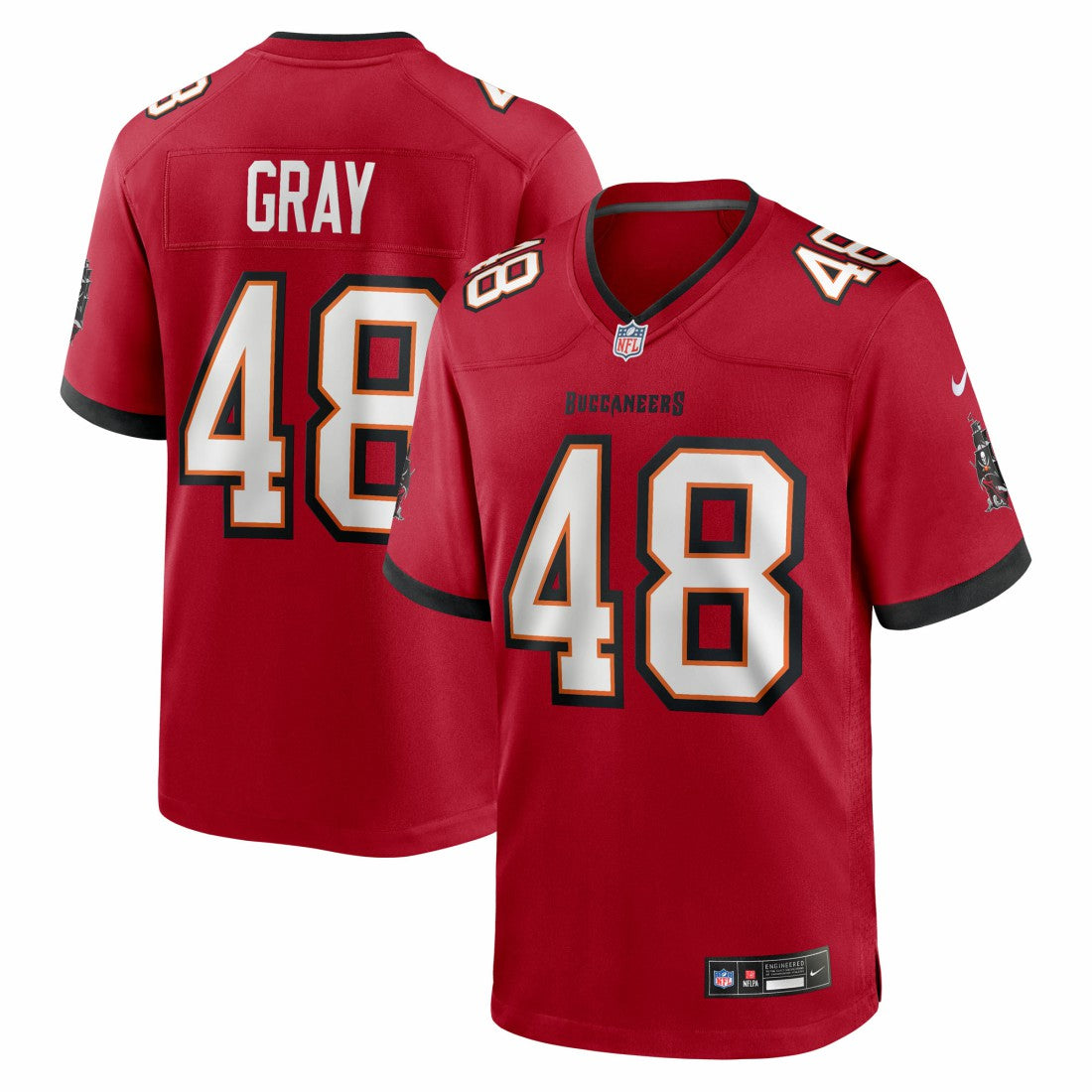 Nike JT Gray Tampa Bay Buccaneers Team Game Jersey Red