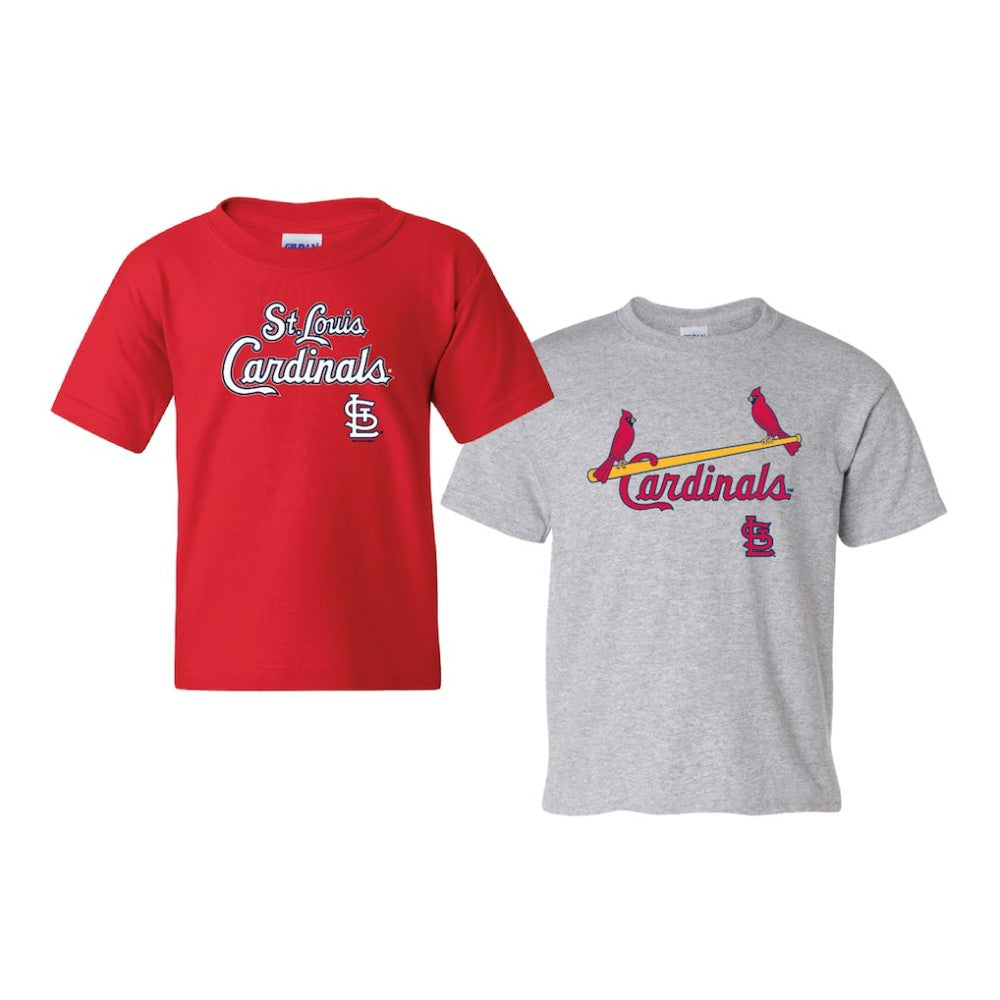 St. Louis Cardinals Soft as a Grape Youth 2-Pack Logo T-Shirt Set - Red/Gray - MLB Lifestyle