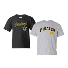 Pittsburgh Pirates Soft as a Grape Youth 2-Pack Logo T-Shirt Set - Black/Gray - MLB Lifestyle