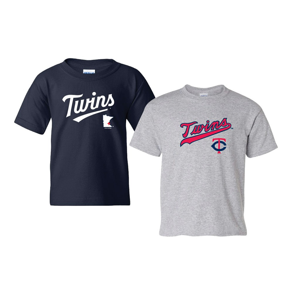 Minnesota Twins Soft as a Grape Youth 2-Pack Logo T-Shirt Set - Navy/Gray - MLB Sale