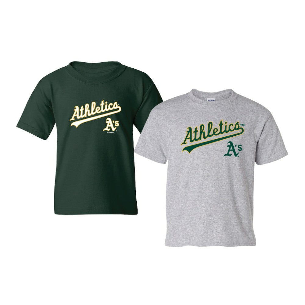 Athletics Soft as a Grape Youth 2-Pack Logo T-Shirt Set - Green/Gray - MLB Discount