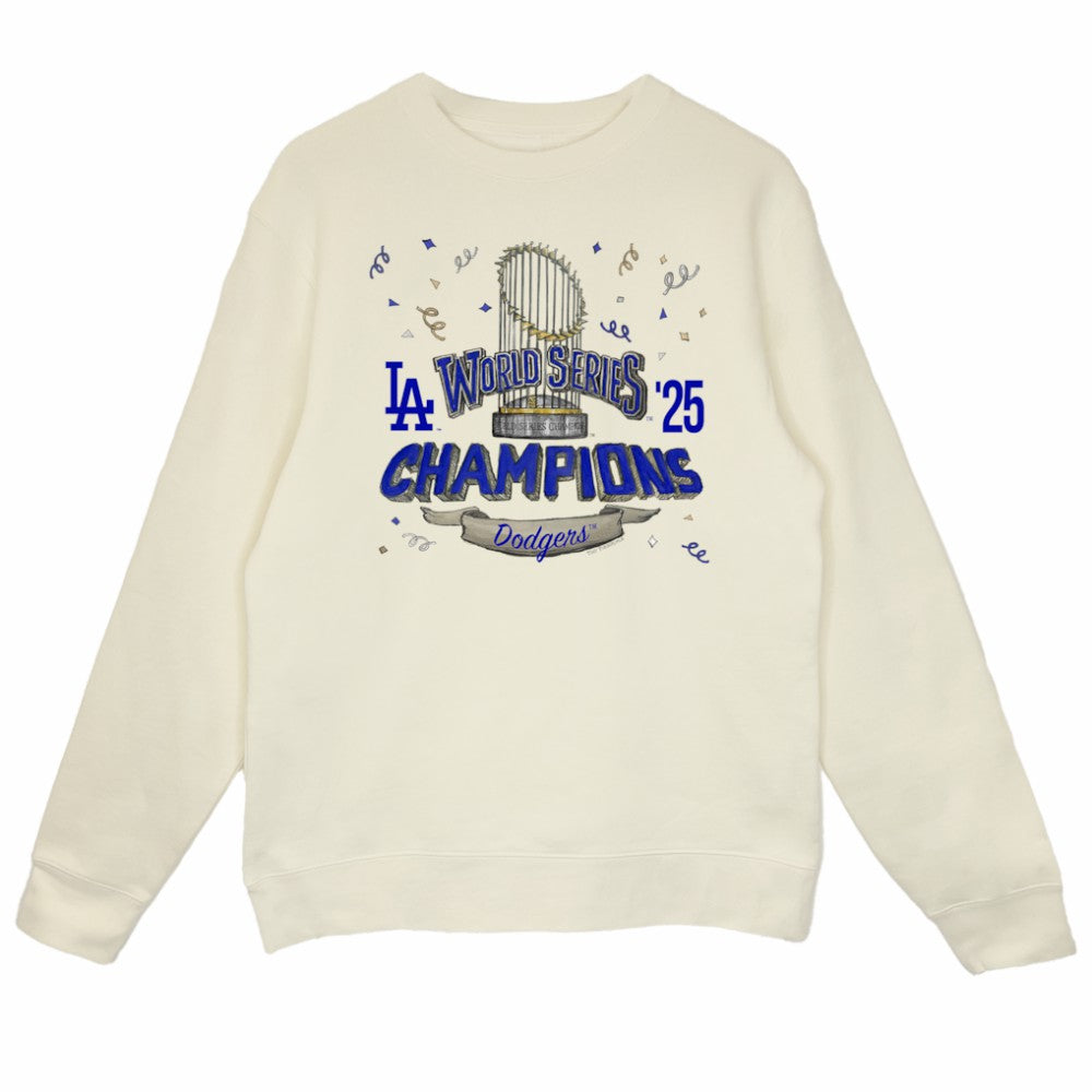 Los Angeles Dodgers Tiny Turnip Women's 2025 World Series Champions Parade Sweatshirt - Cream - MLB Online