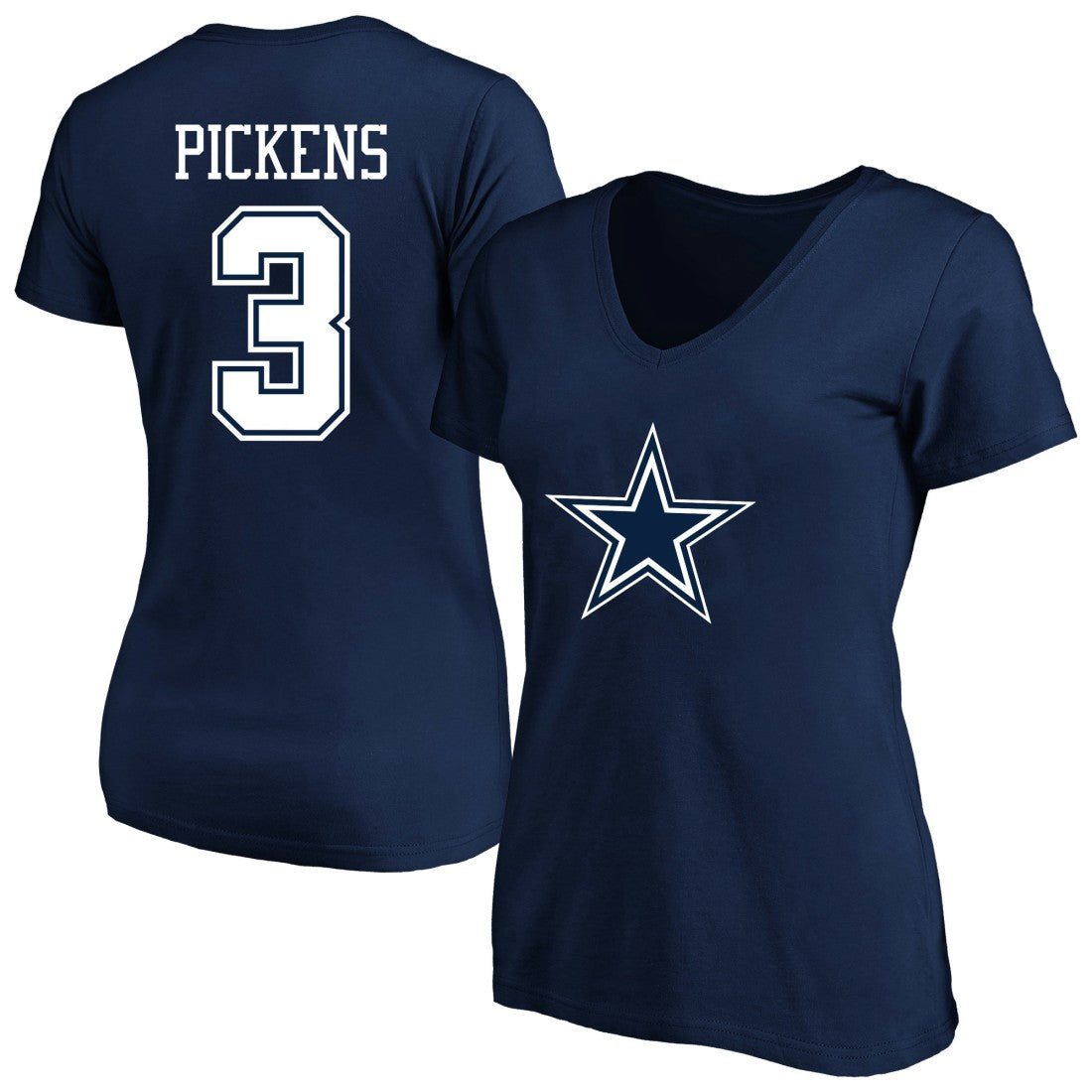 Fanatics George Pickens Dallas Cowboys Women's Plus Size Name & Number V-Neck T-Shirt Navy