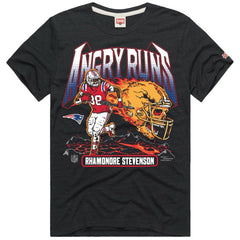 Rhamondre Stevenson New England Patriots Homage Unisex Angry Runs Player Graphic Tri-Blend T-Shirt Charcoal