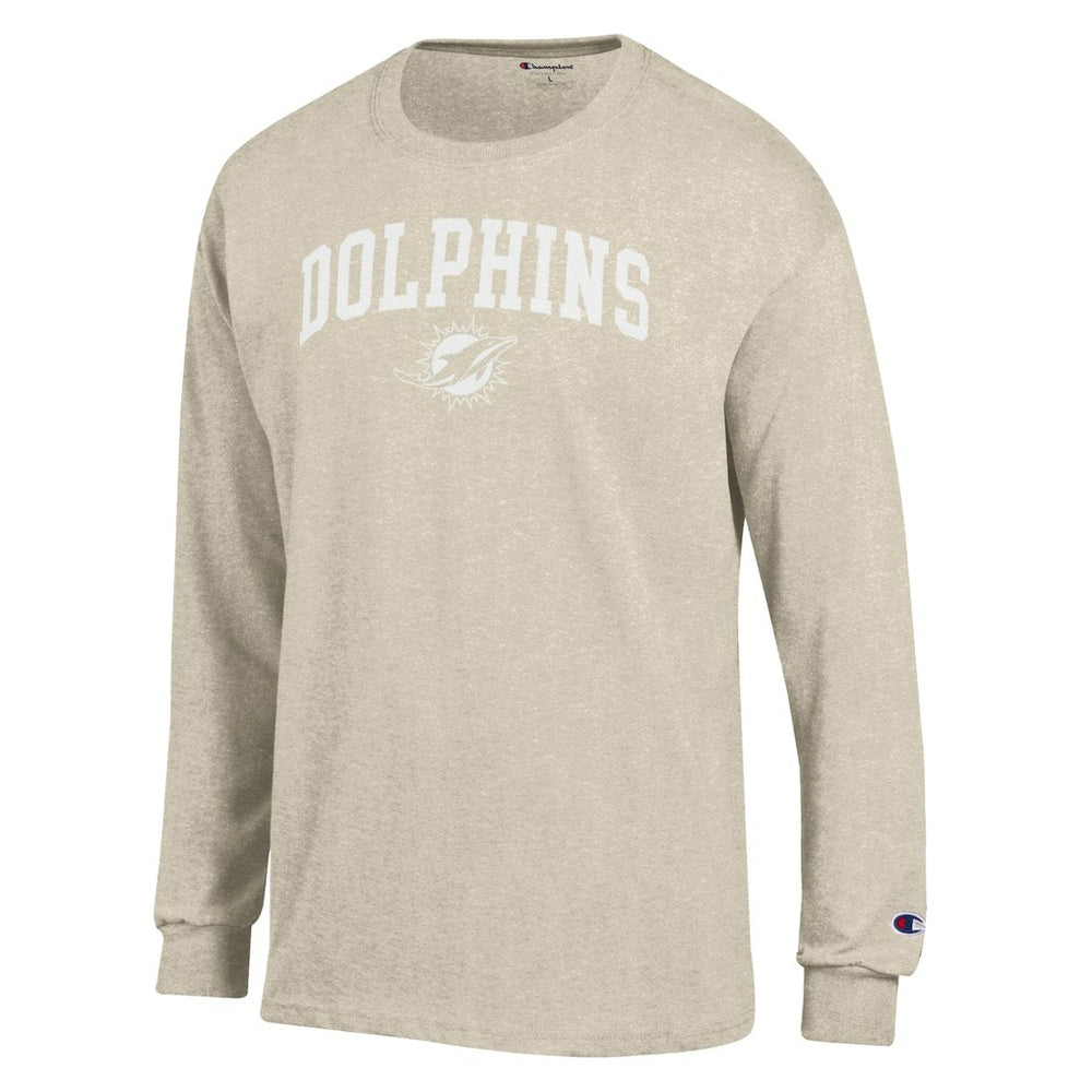 Miami Dolphins Champion White Ink Jersey Long Sleeve T-Shirt Oatmeal