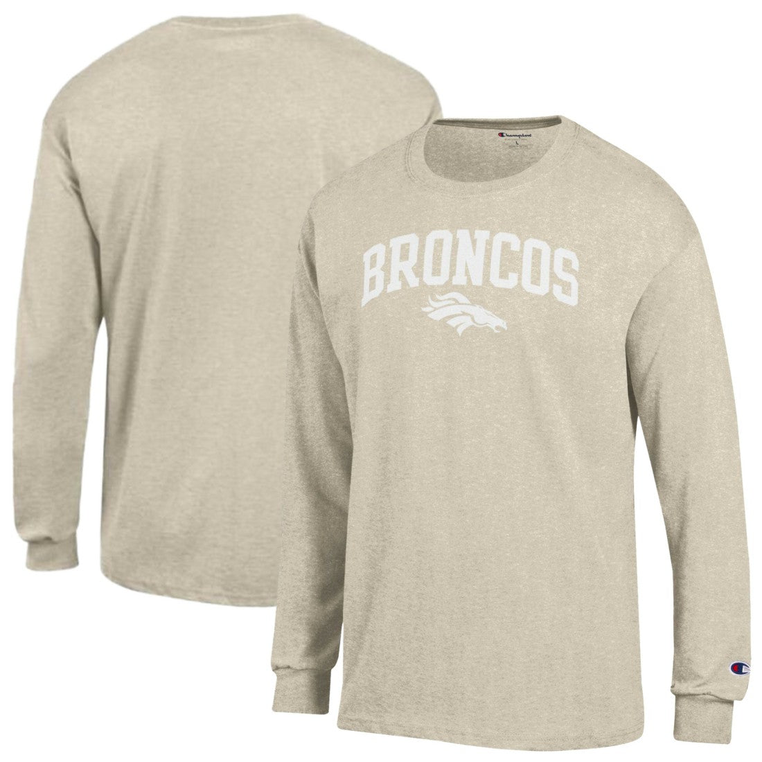 Denver Broncos Champion White Ink Jersey Long Sleeve T-Shirt Oatmeal