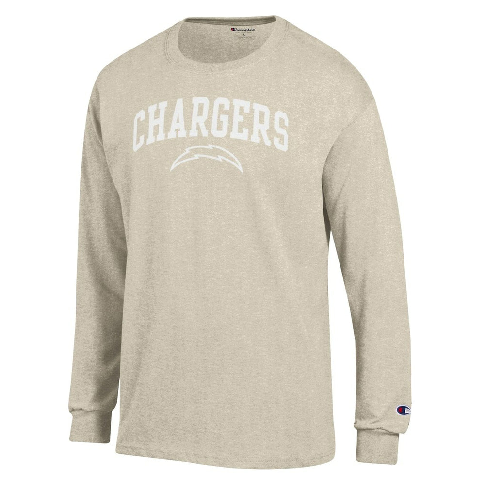 Los Angeles Chargers Champion White Ink Jersey Long Sleeve T-Shirt Oatmeal