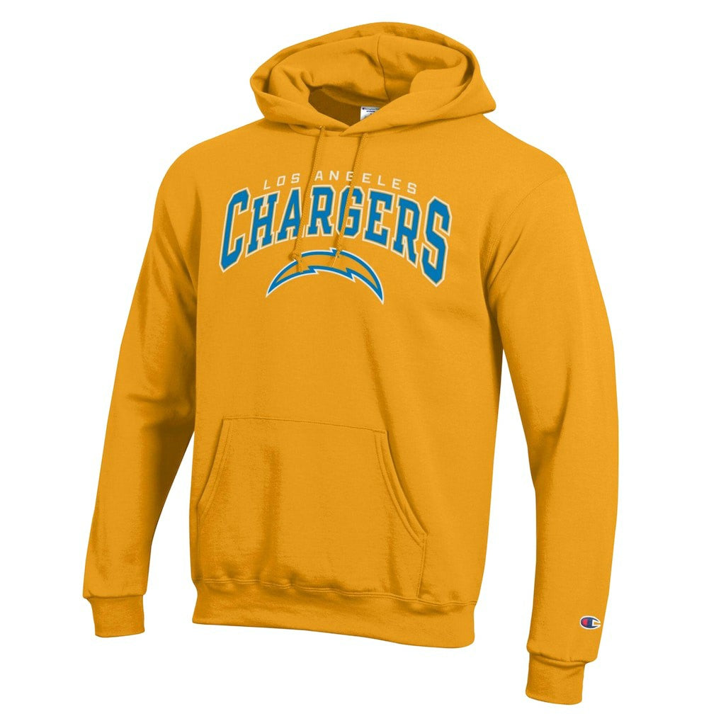 Los Angeles Chargers Champion Powerblend Arch over Logo Hoodie Gold
