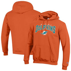 Miami Dolphins Champion Powerblend Arch over Logo Hoodie Orange