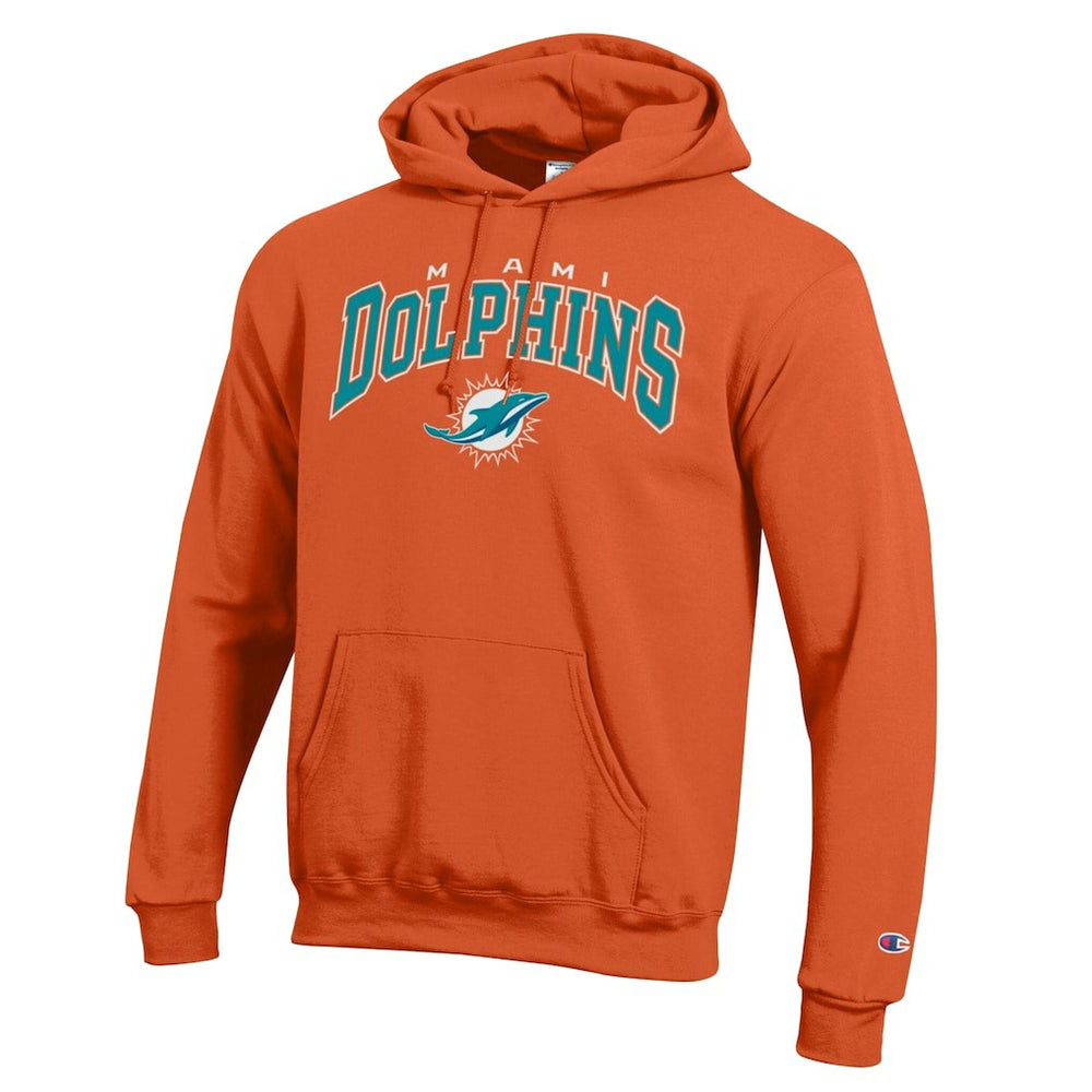 Miami Dolphins Champion Powerblend Arch over Logo Hoodie Orange