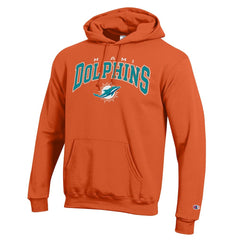 Miami Dolphins Champion Powerblend Arch over Logo Hoodie Orange