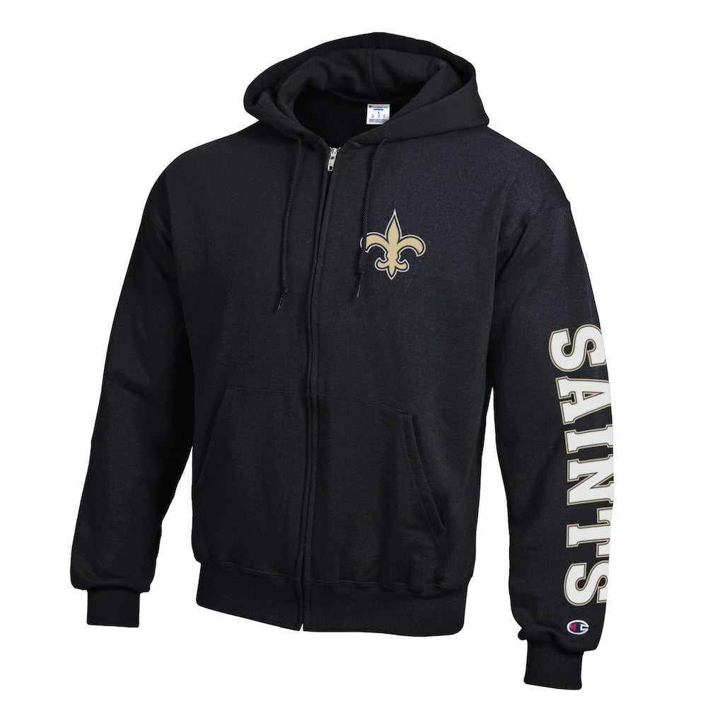 New Orleans Saints Champion Powerblend Fleece Full-Zip Hoodie Black