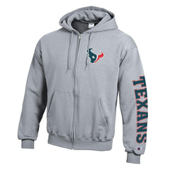Houston Texans Champion Powerblend Fleece Full-Zip Hoodie Heather Gray