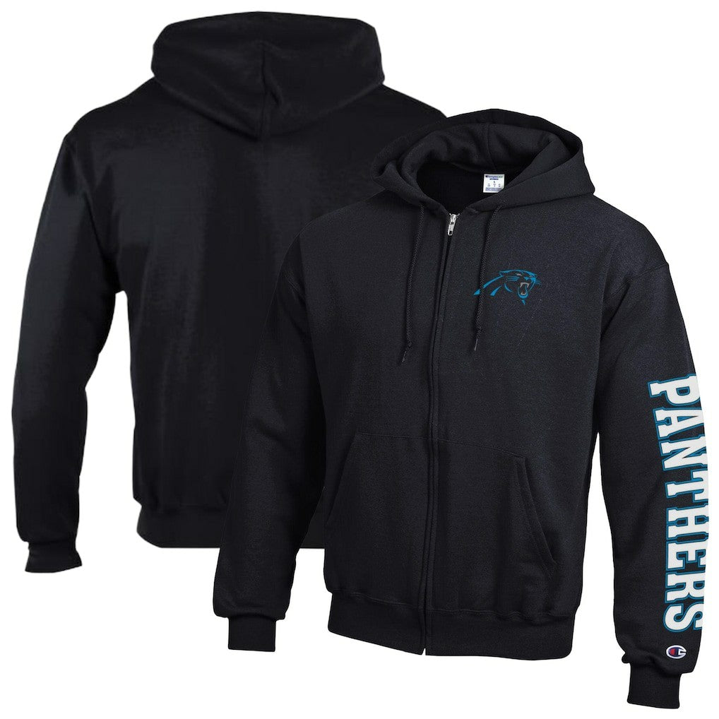 Carolina Panthers Champion Powerblend Fleece Full-Zip Hoodie Black