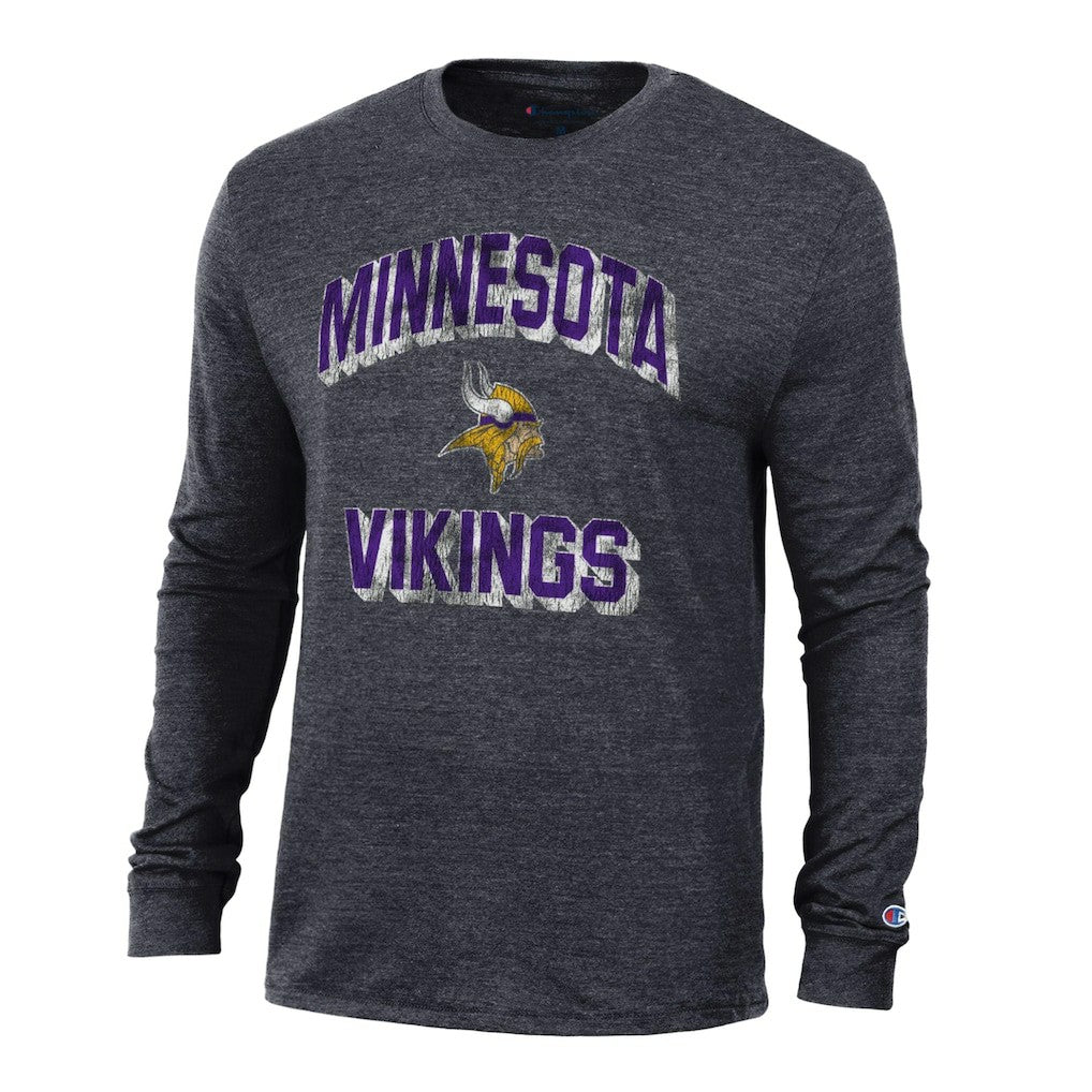 Minnesota Vikings Champion Ultimate Tri-Blend Long Sleeve T-Shirt Heather Black