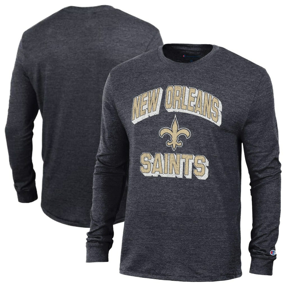 New Orleans Saints Champion Ultimate Tri-Blend Long Sleeve T-Shirt Heather Black