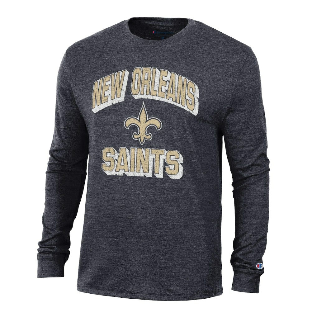New Orleans Saints Champion Ultimate Tri-Blend Long Sleeve T-Shirt Heather Black