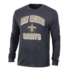 New Orleans Saints Champion Ultimate Tri-Blend Long Sleeve T-Shirt Heather Black
