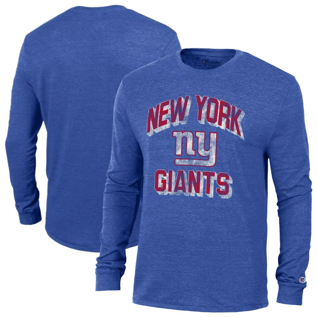New York Giants Champion Ultimate Tri-Blend Long Sleeve T-Shirt Heather Royal