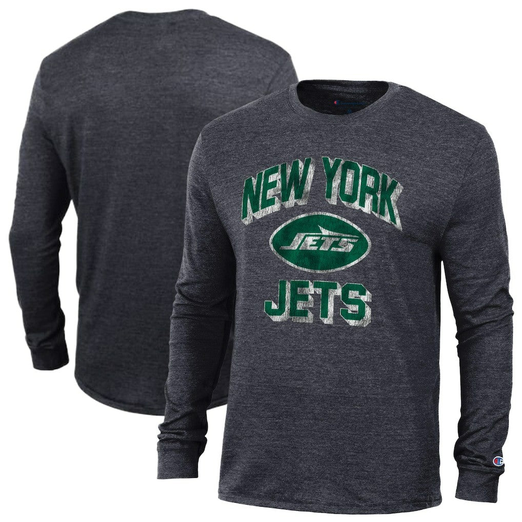 New York Jets Champion Ultimate Tri-Blend Long Sleeve T-Shirt Heather Black