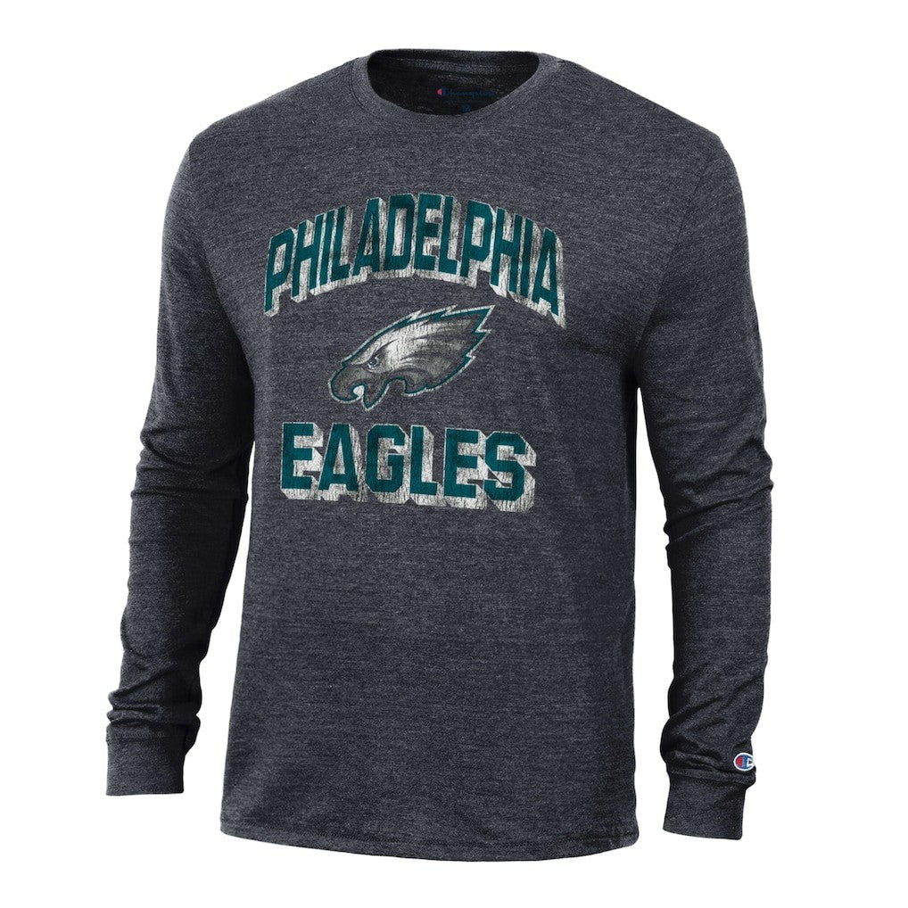 Philadelphia Eagles Champion Ultimate Tri-Blend Long Sleeve T-Shirt Heather Black