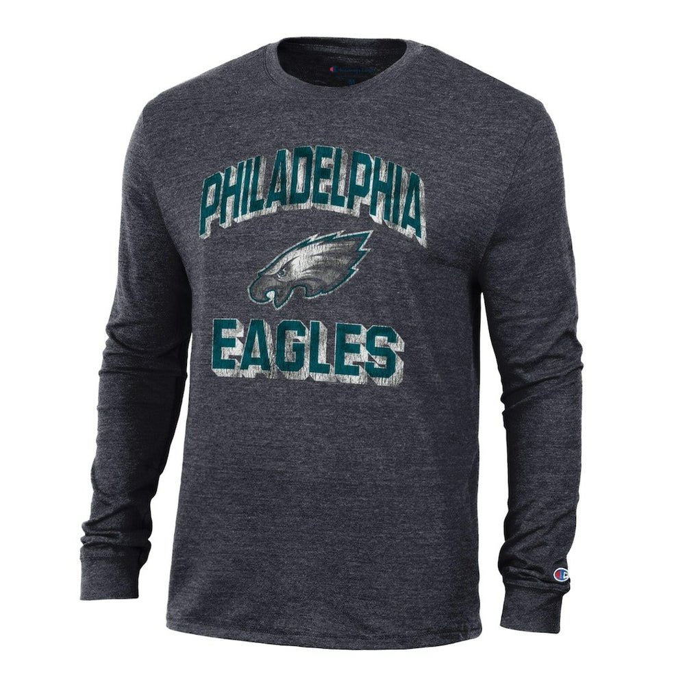 Philadelphia Eagles Champion Ultimate Tri-Blend Long Sleeve T-Shirt Heather Black
