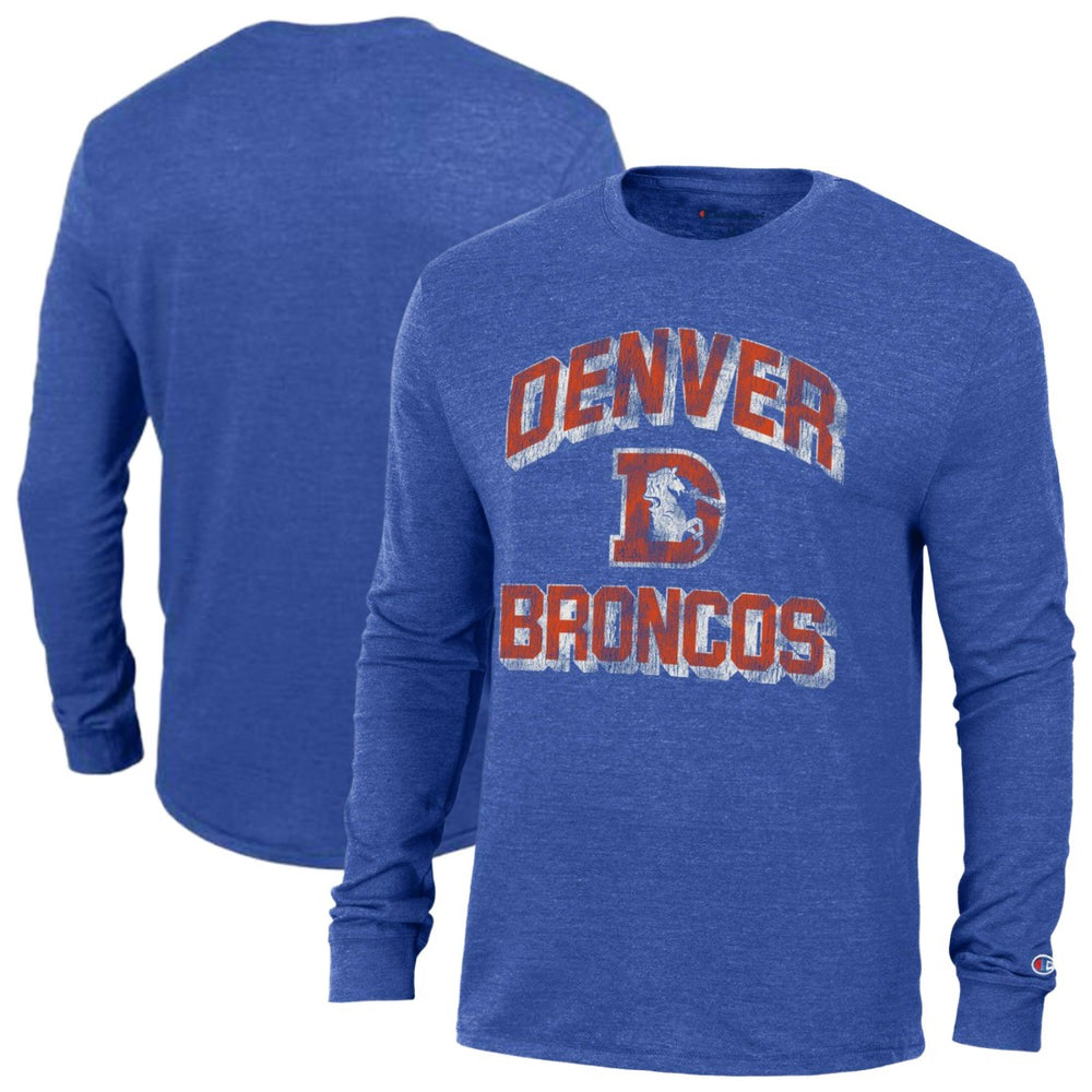 Denver Broncos Champion Ultimate Tri-Blend Long Sleeve T-Shirt Heather Royal