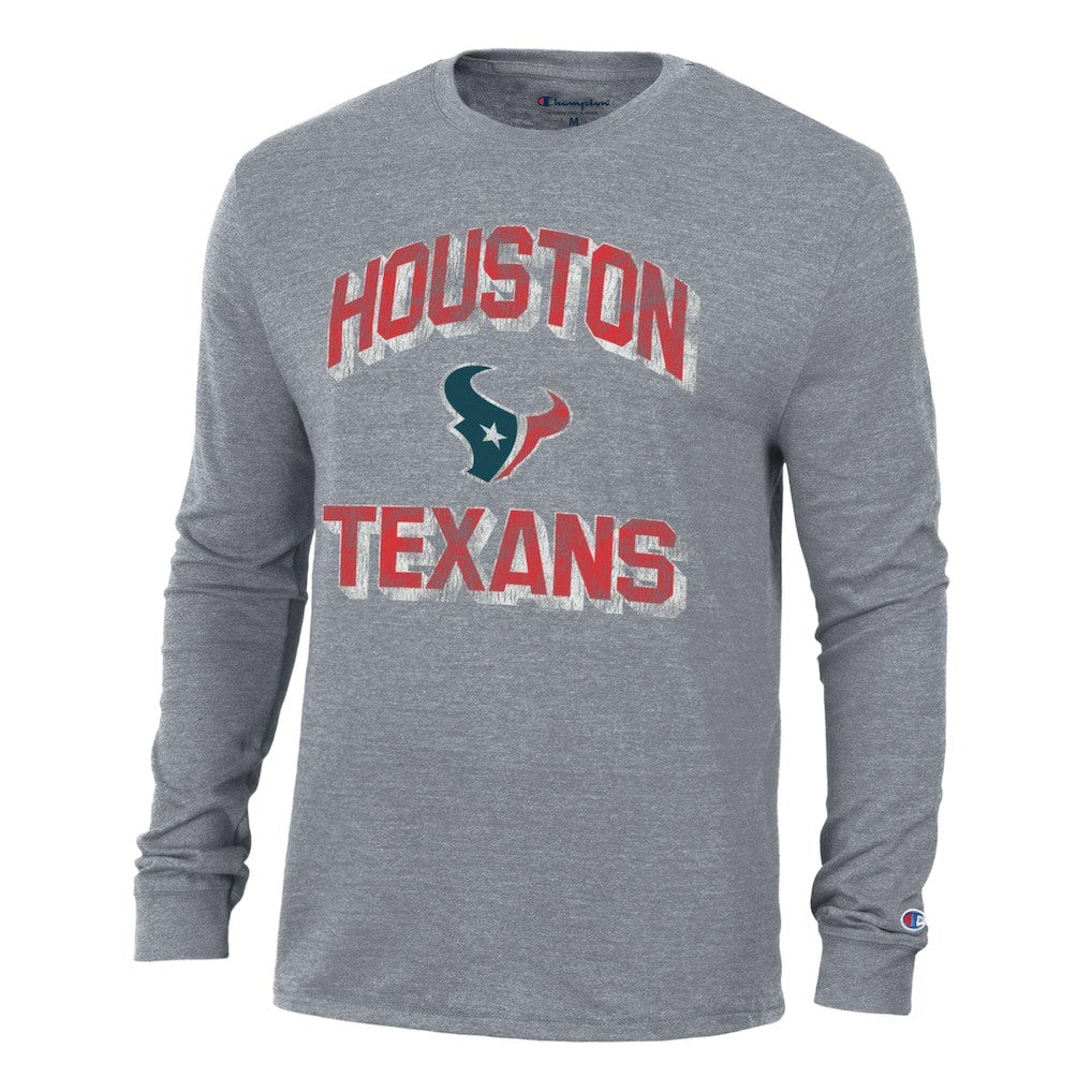 Houston Texans Champion Ultimate Tri-Blend Long Sleeve T-Shirt Heather Charcoal