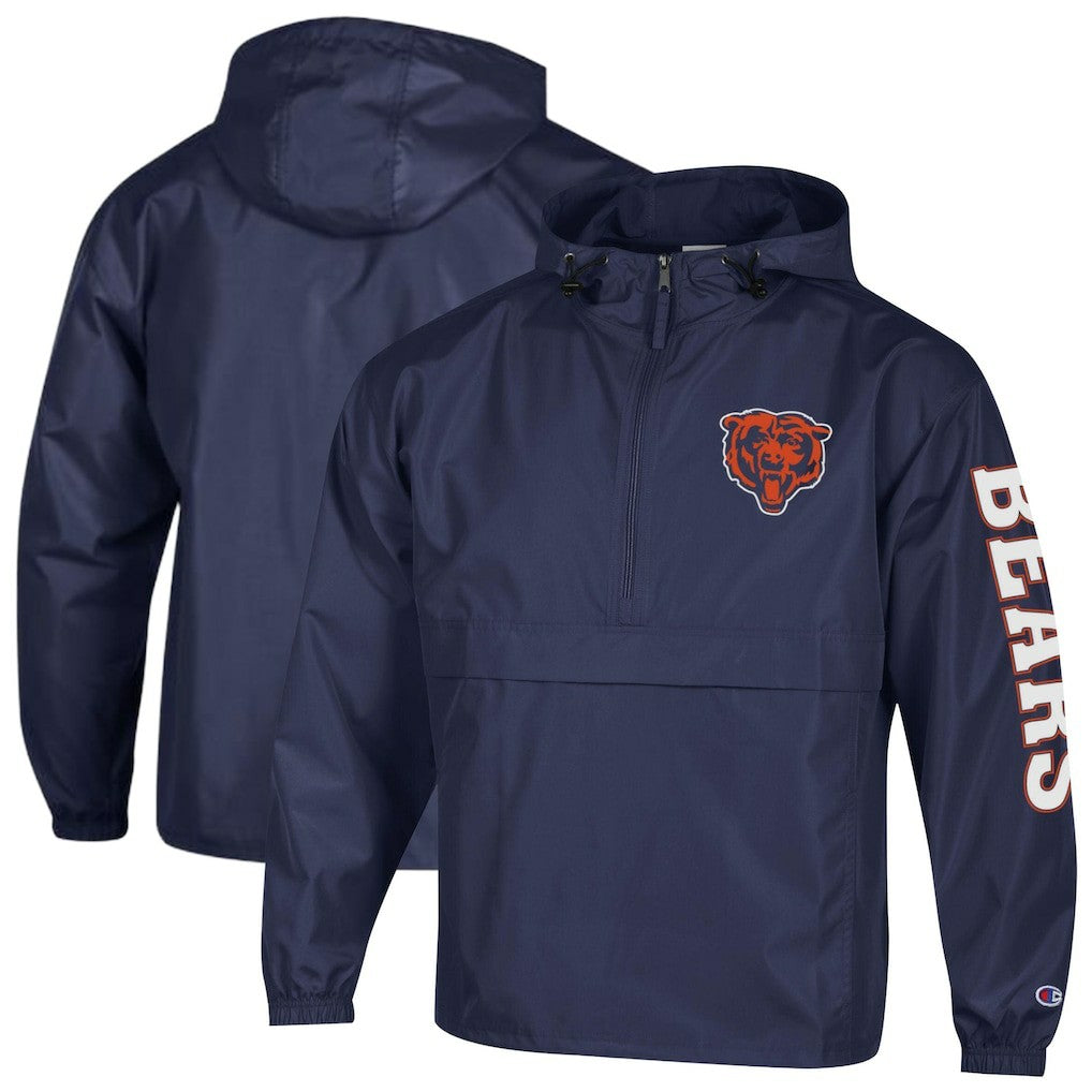 Chicago Bears Champion Packable Windbreaker Half-Zip Jacket Navy