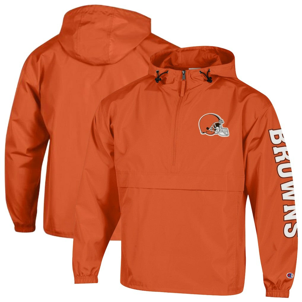Cleveland Browns Champion Packable Windbreaker Half-Zip Jacket Orange