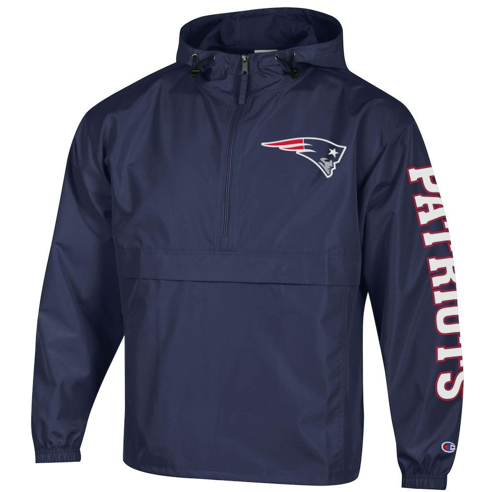 New England Patriots Champion Packable Windbreaker Half-Zip Jacket Navy