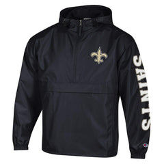New Orleans Saints Champion Packable Windbreaker Half-Zip Jacket Black
