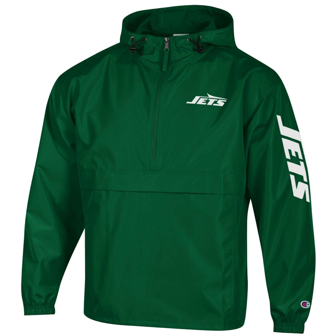 New York Jets Champion Packable Windbreaker Half-Zip Jacket Green
