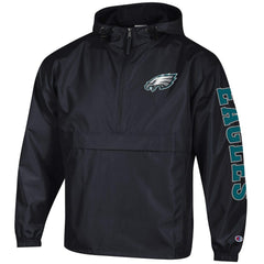 Philadelphia Eagles Champion Packable Windbreaker Half-Zip Jacket Black