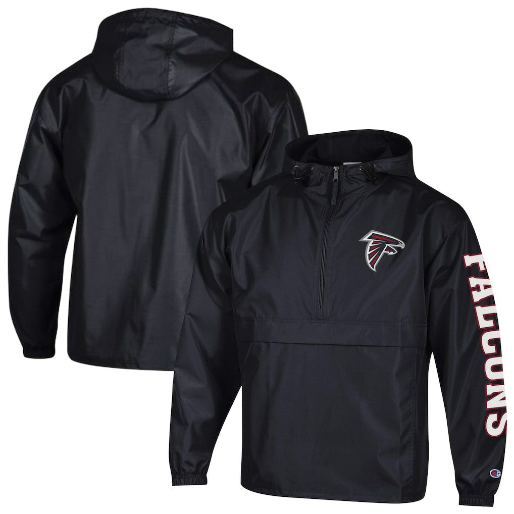 Atlanta Falcons Champion Packable Windbreaker Half-Zip Jacket Black