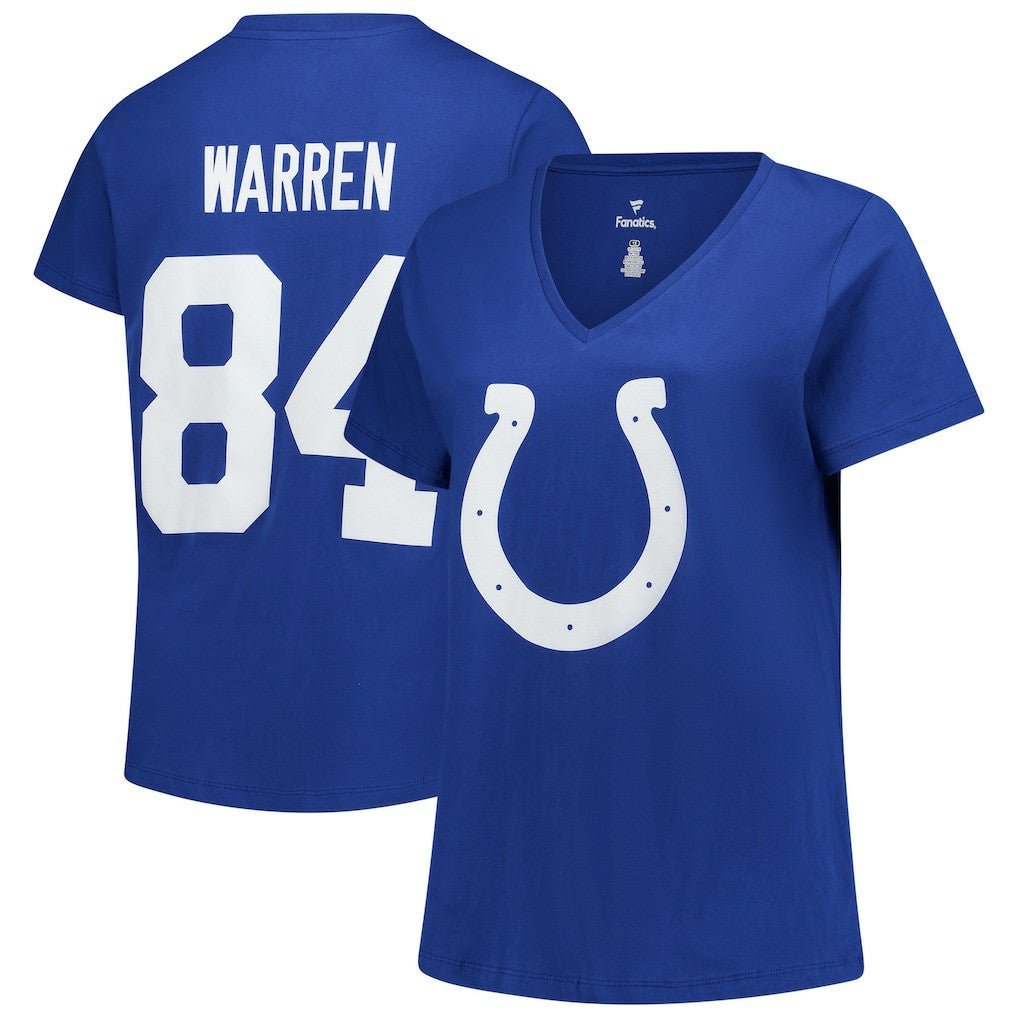 Fanatics Tyler Warren Indianapolis Colts Women's Plus Size Name & Number V-Neck T-Shirt Royal