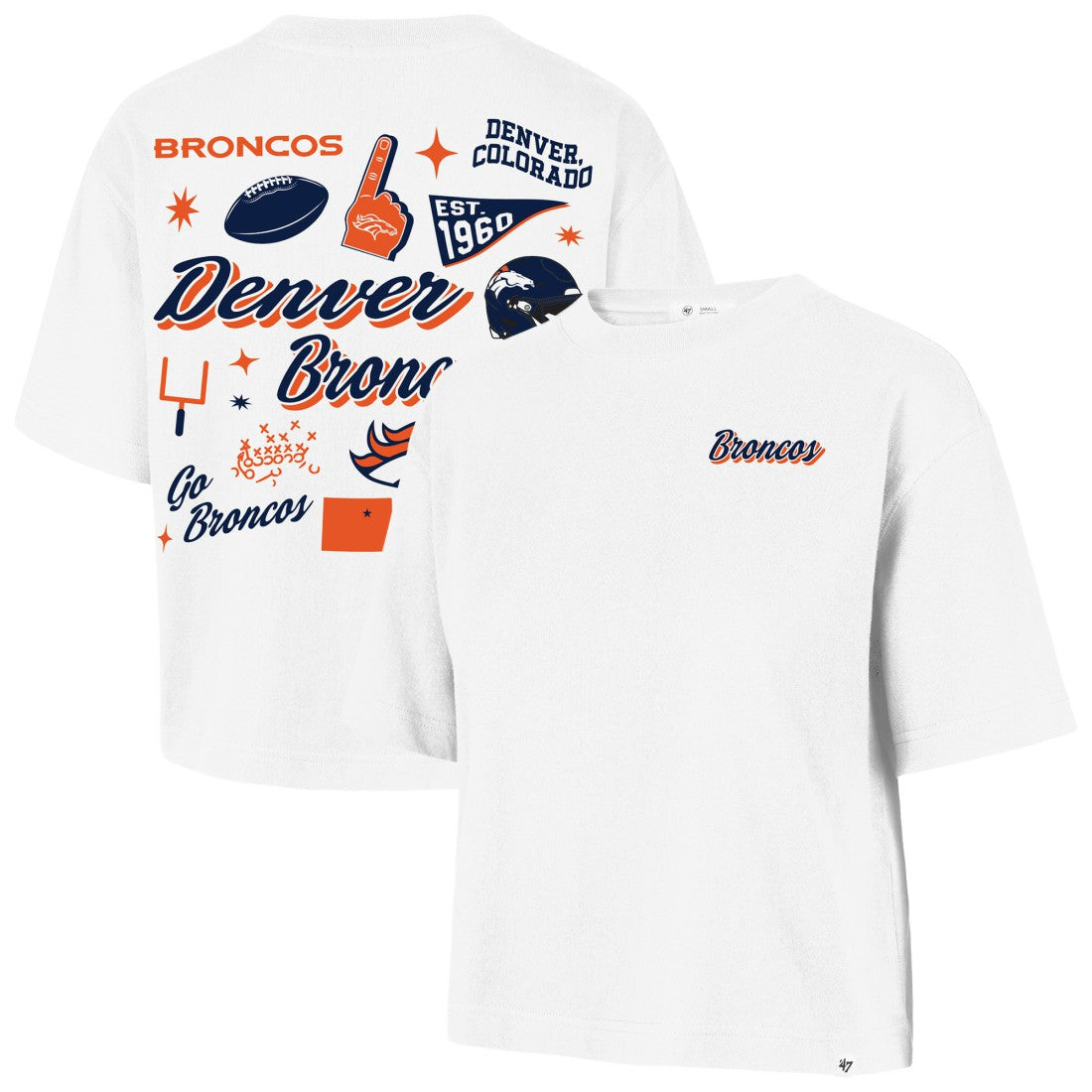 47 brand Denver Broncos '47 Women's Collage Script Reed City T-Shirt White