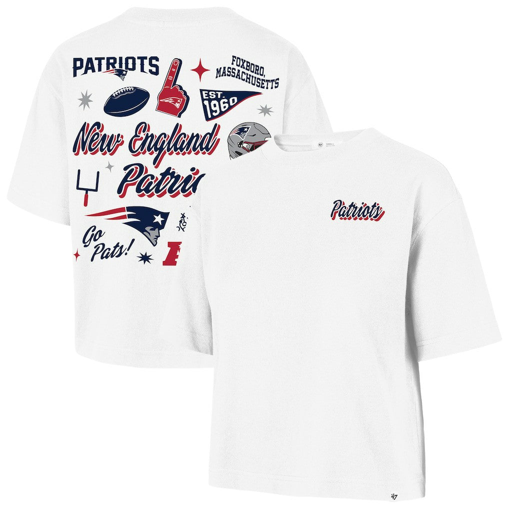 47 brand New England Patriots '47 Women's Collage Script Reed City T-Shirt White