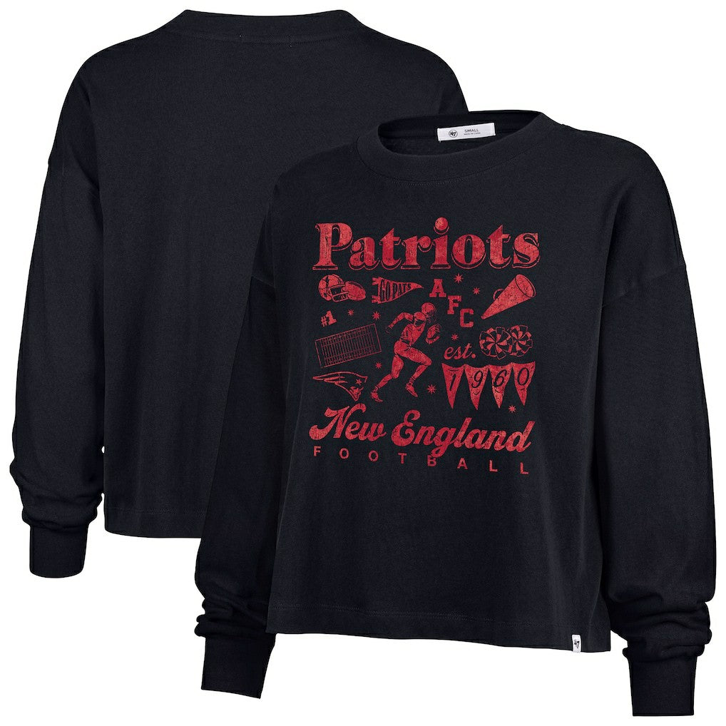47 brand New England Patriots '47 Women's Team Collage Sydney Long Sleeve T-Shirt Navy